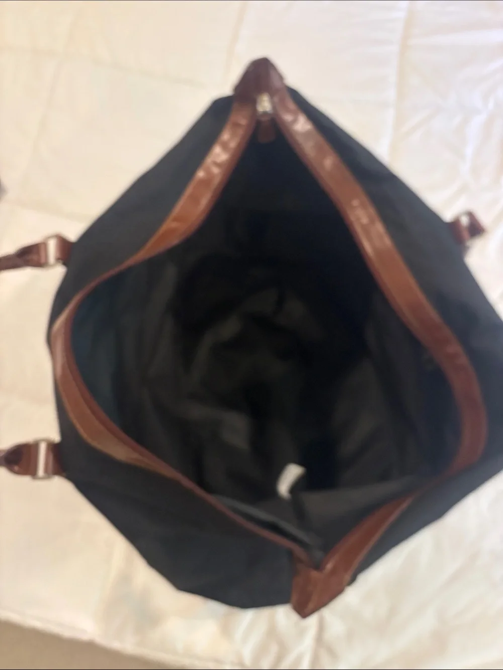 Polo by Ralph Lauren Black Travel Tote with Brown Leather Handles